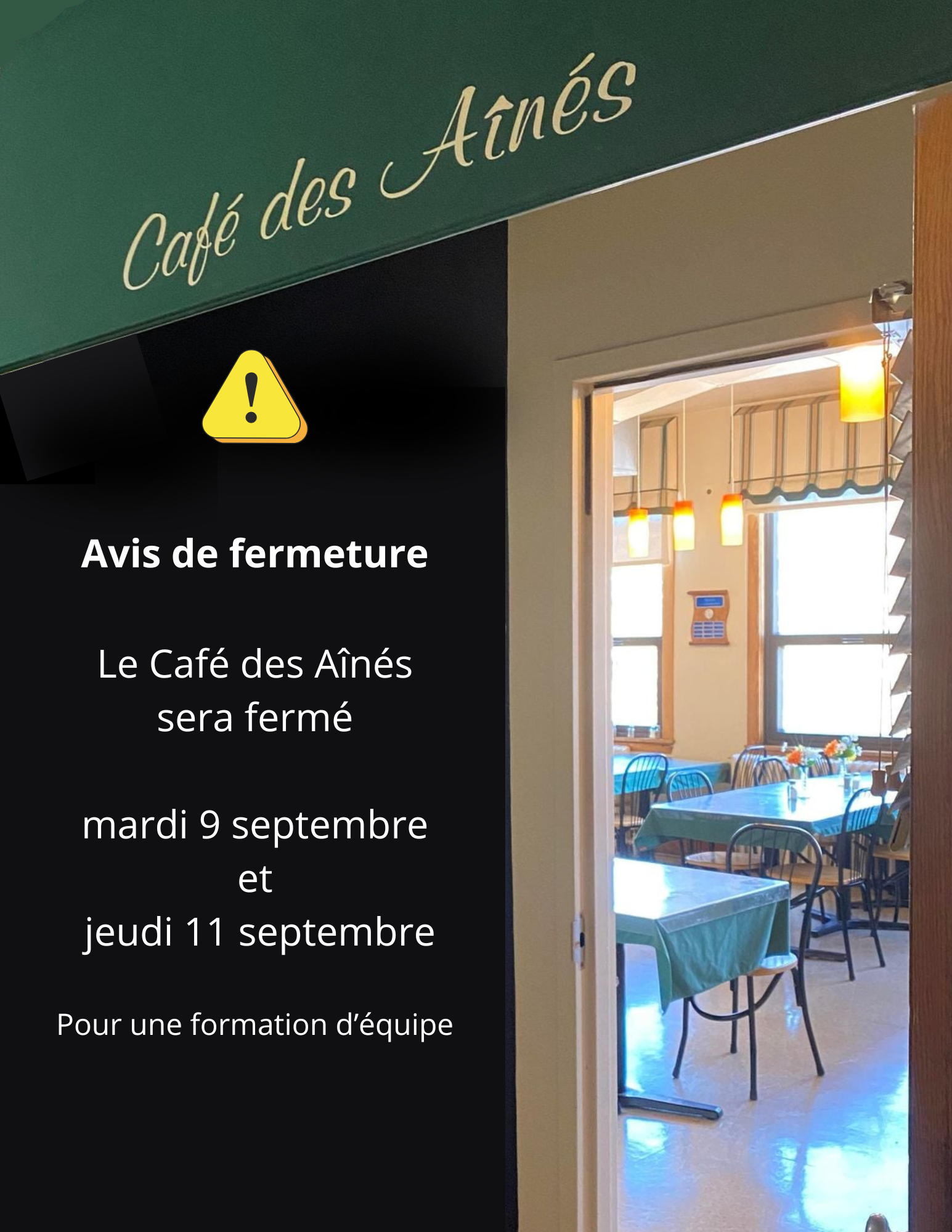 Caf Des A n s Ferm Le 9 Et 11 Septembre Le Centre Du Vieux Moulin 